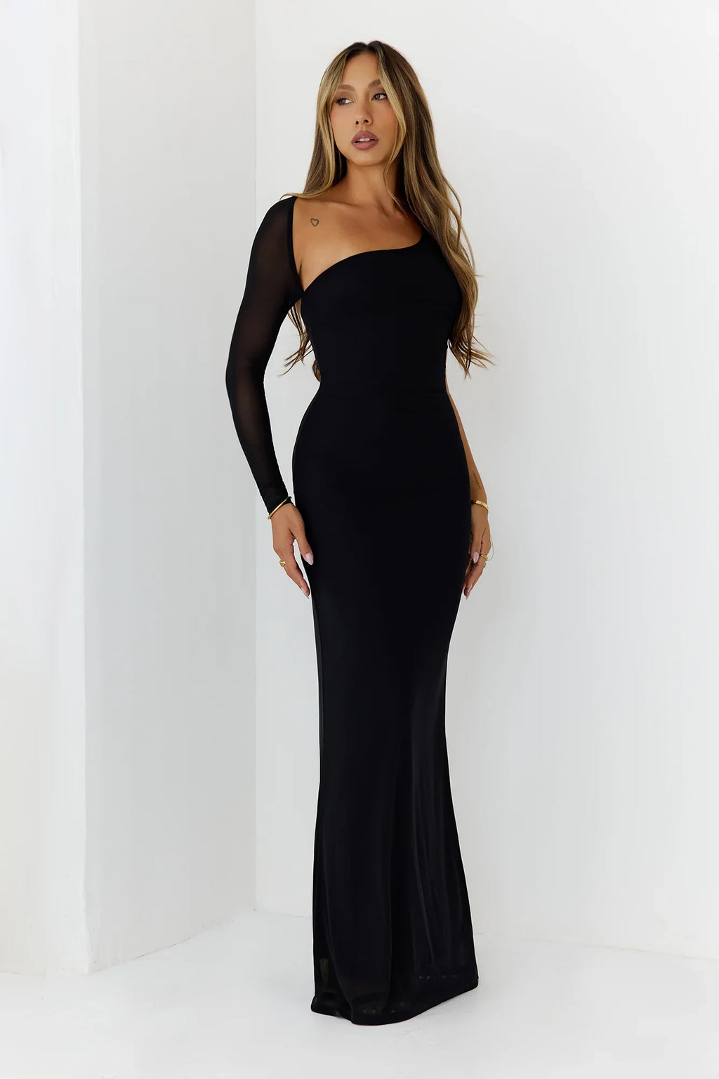 After Dark Luxury One Shoulder Maxi Dress Black