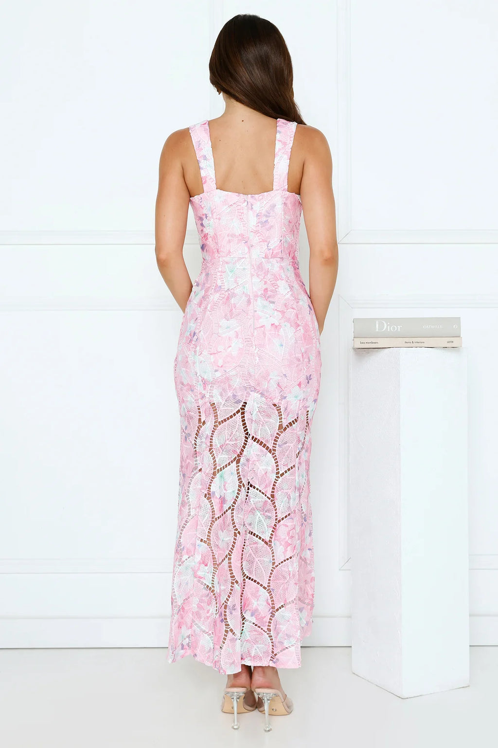 Petal Veil Sequin Maxi Dress Pink