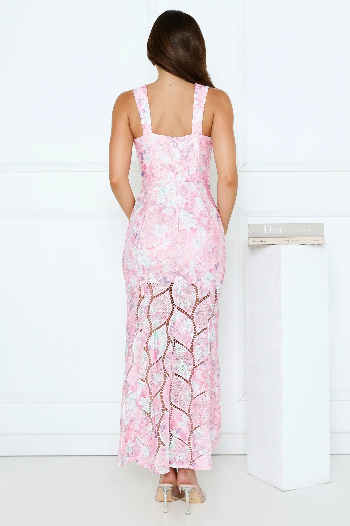 Petal Veil Sequin Maxi Dress Pink