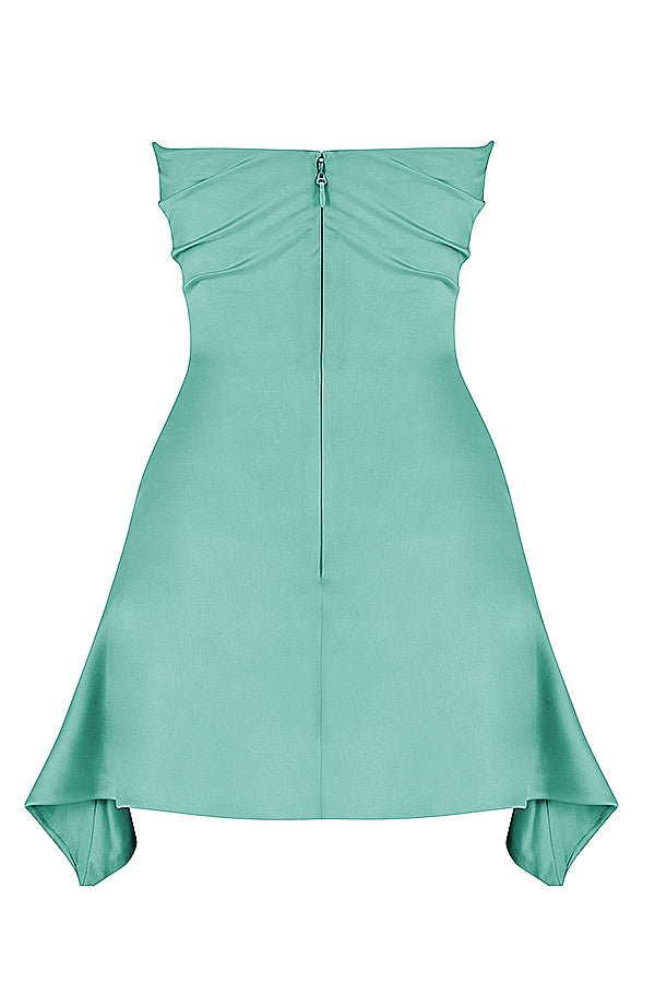 jade draped strapless corset dress