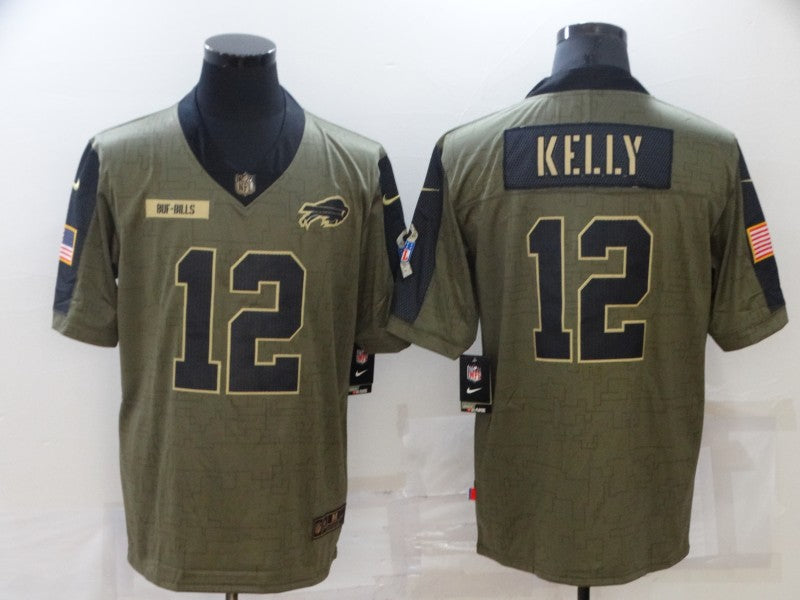 Men's Buffalo Bills Jim Kelly #12 Brown Game Jersey1