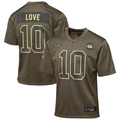 Youth Green Bay Packers Jordan Love Nike Olive 2025 Salute to Service Game Jersey
