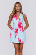 Dreamelle Halter Mini Dress Blue