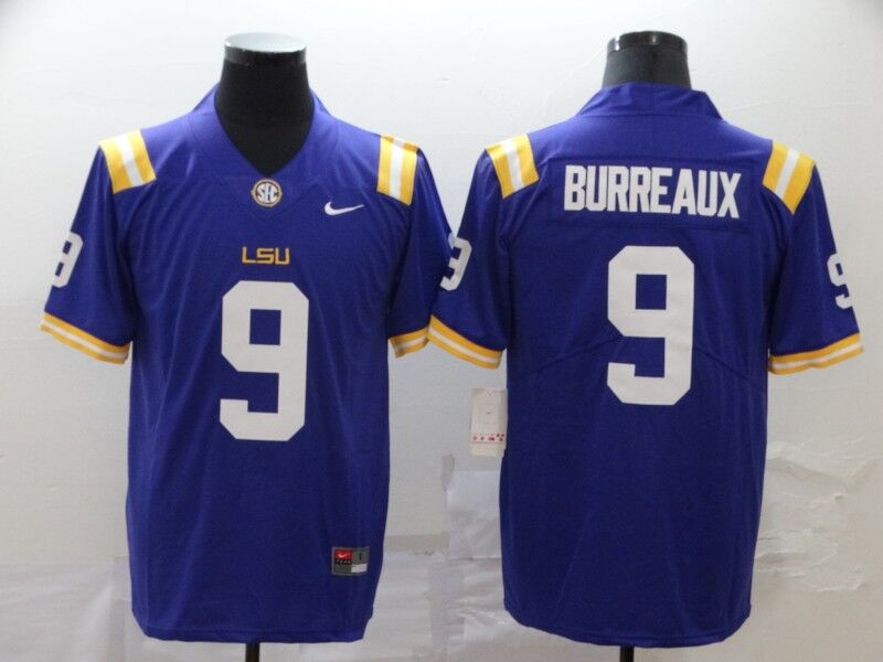 Men's Cincinnati Bengals Jeaux Burreaux #9 Purple Game Jersey1