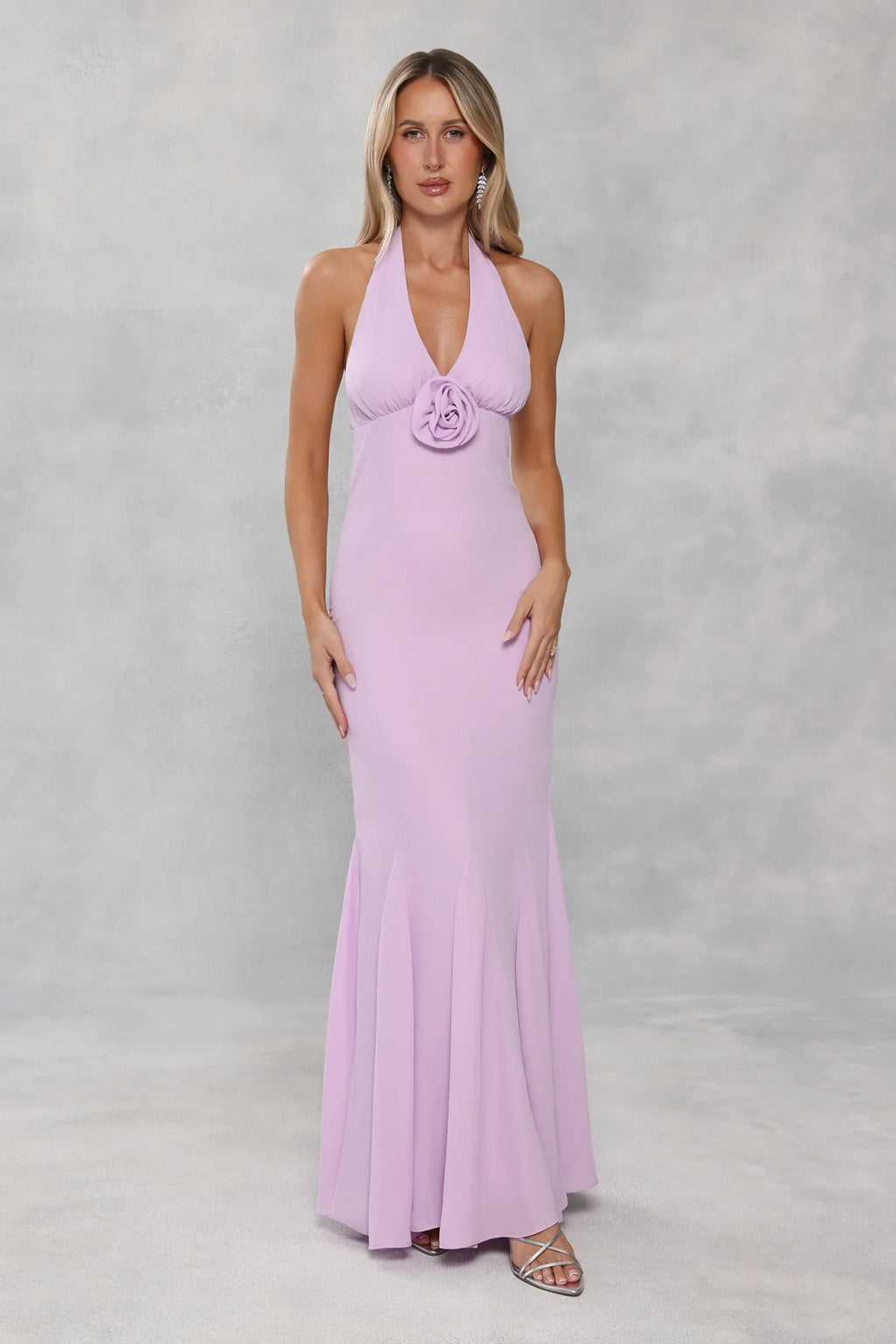 Lavender Glow Halter Maxi Dress Lilac