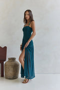 Feel The Light Halter Mesh Maxi Dress Teal