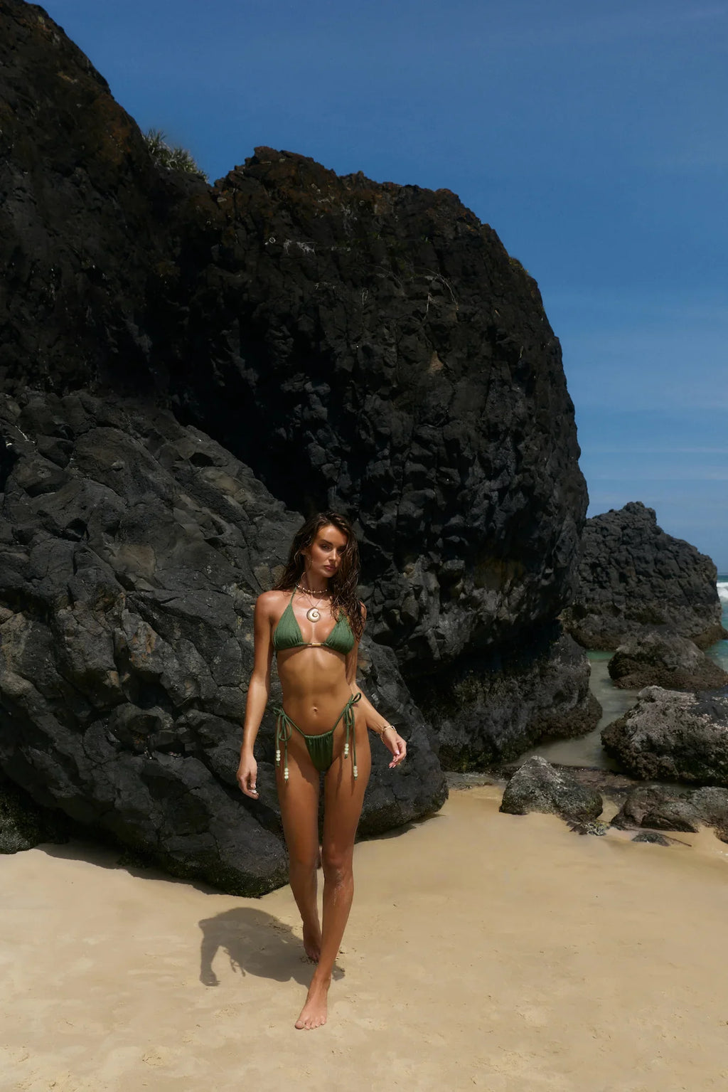 Tropic Drift Swim Top Khaki