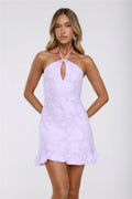 Crown On Halter Mini Dress Lilac