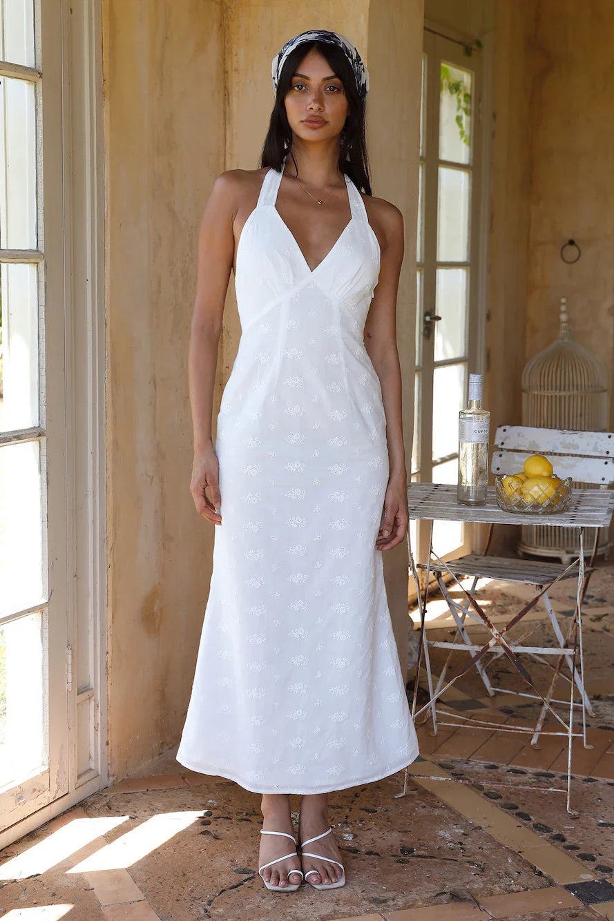 Thalassa Halter Midi Dress White