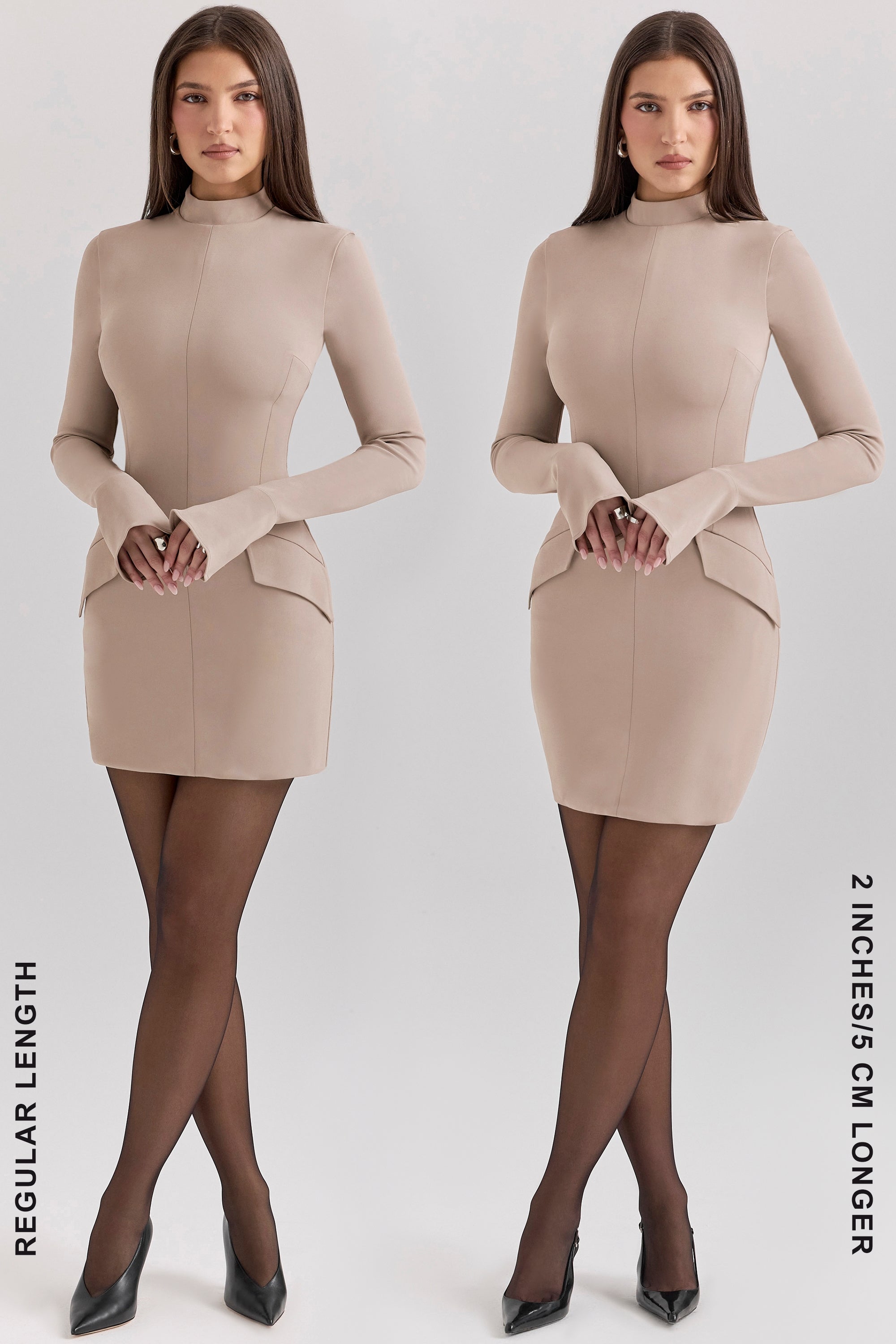 taupe long sleeve mini dress