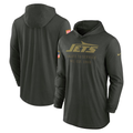 Men's New York Jets Nike Forest Green 2025 Salute to Service Sideline Dri-FIT Lightweight Hooded Pullover