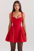 holly red crepe mini dress