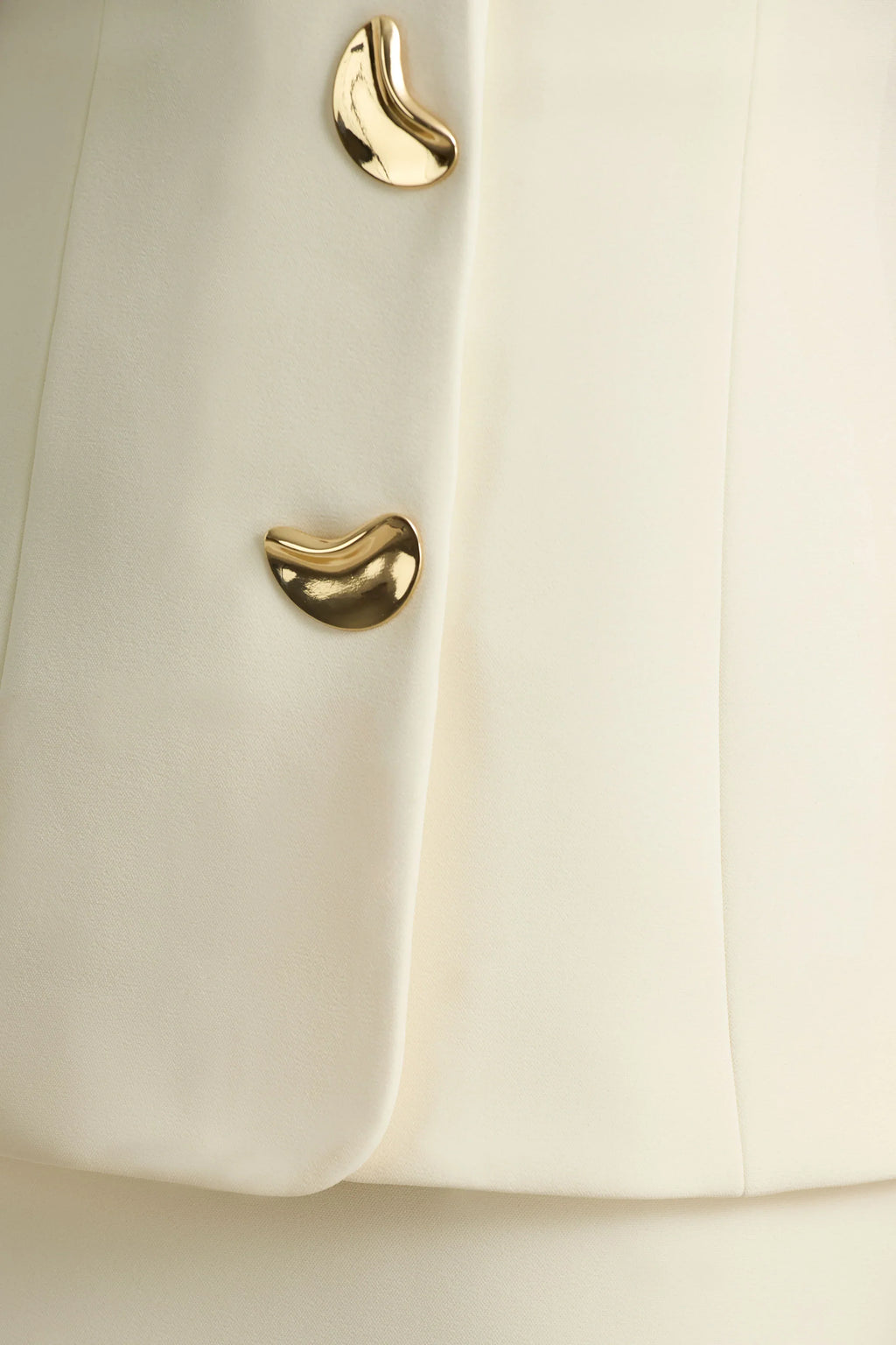 Angel | Cream Plunge-Neck Tailored Mini Dress With Gold-Detailing