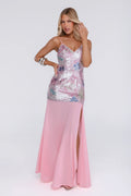 Glitter Glow Embellished Maxi Dress Pink