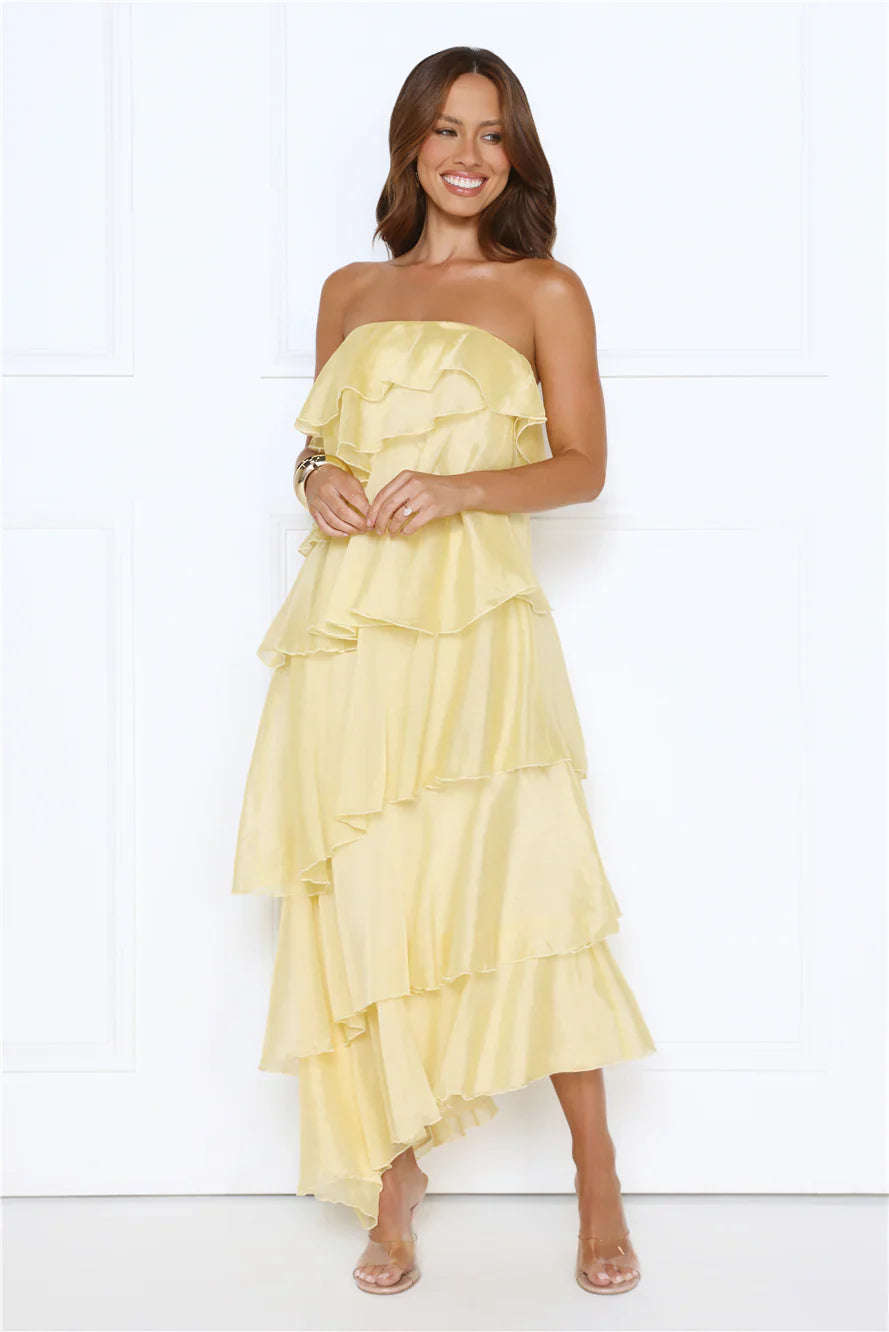 Private Affair Strapless Maxi Dress Yellow