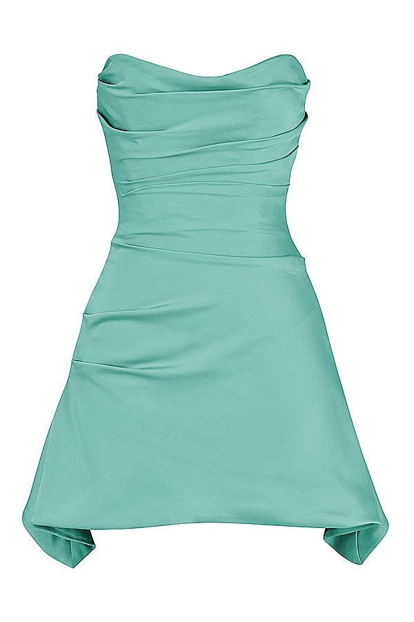 jade draped strapless corset dress