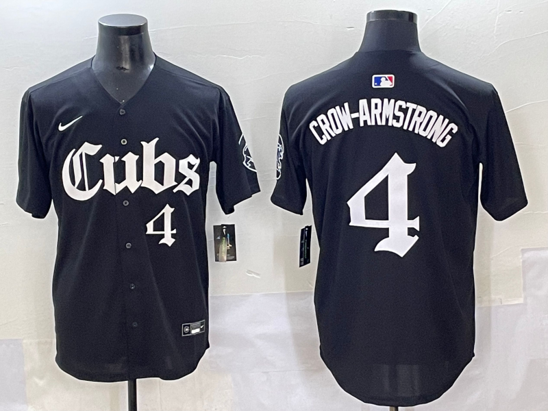 Men's Chicago Cubs Pete Crow-Armstrong #4 Black Replica Player Jersey
