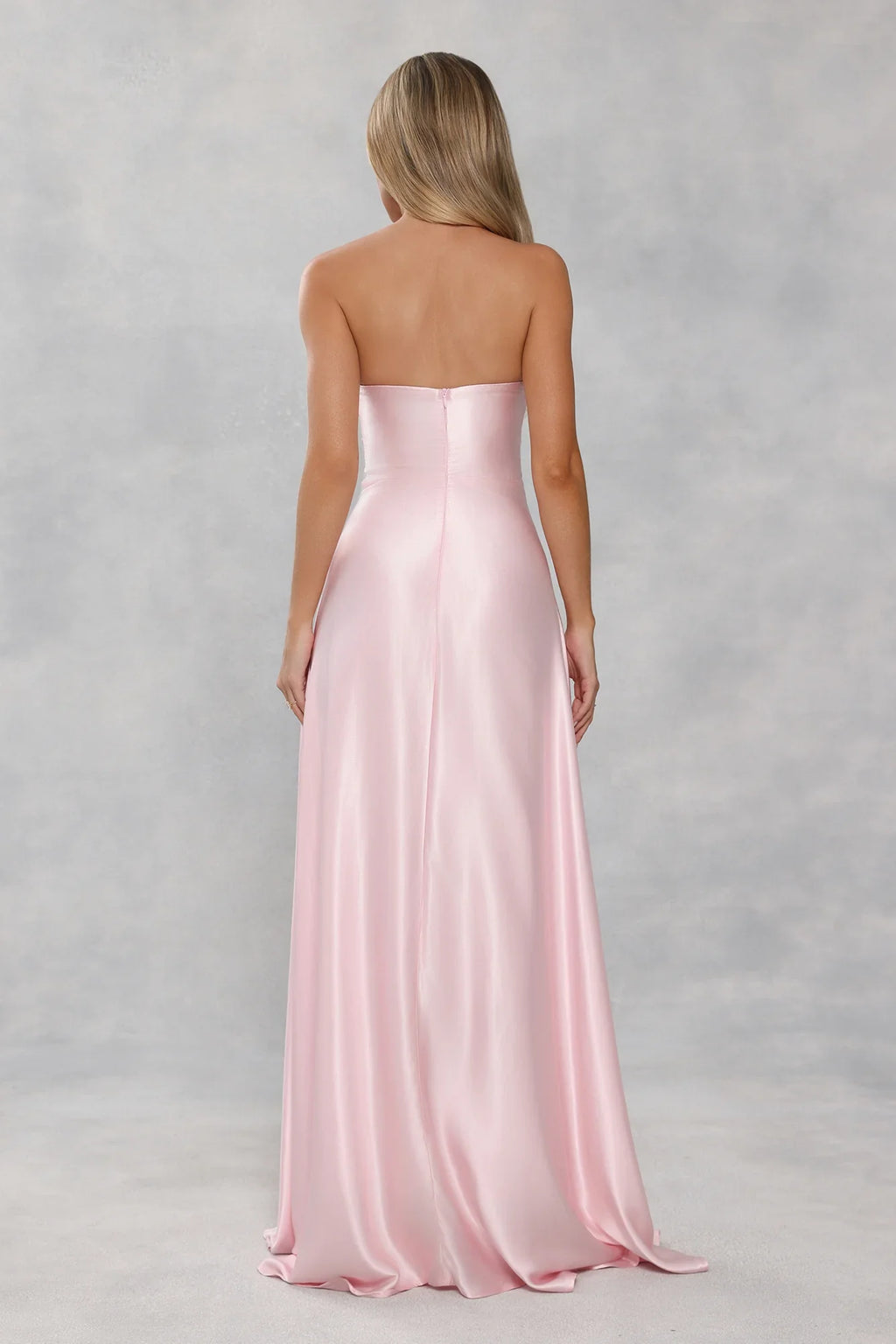 The Serina Strapless Satin Maxi Dress Light Pink