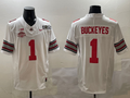 Men's Ohio State Buckeyes Quinshon Judkins White 2025 CFP Final National Champions Patch F.U.S.E. Jersey