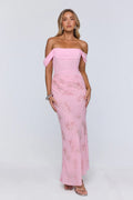 Pretty Glow Up Off Shoulder Maxi Dress Pink