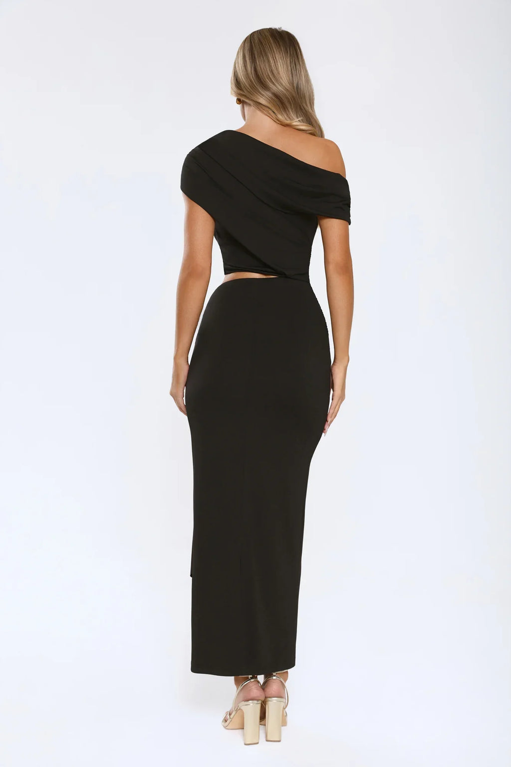 The Mood Piece One Shoulder Maxi Dress Black