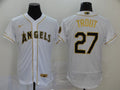 Men's Los Angeles Angels Mike Trout #27 White Sewn Baseball Jersey1