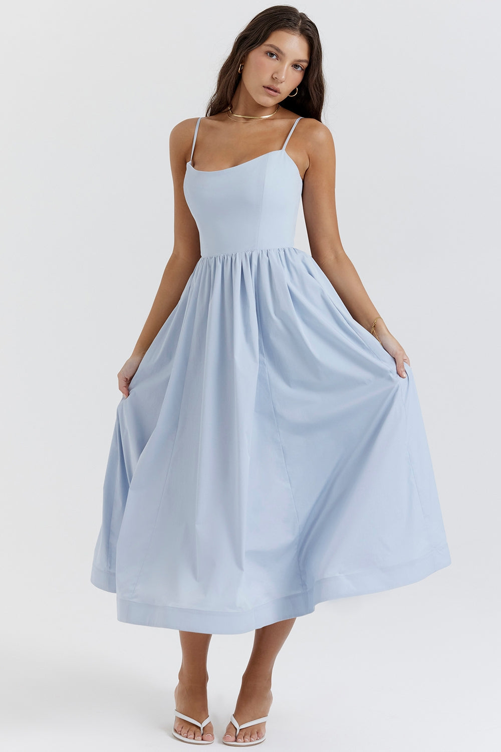 soft blue corset sundress