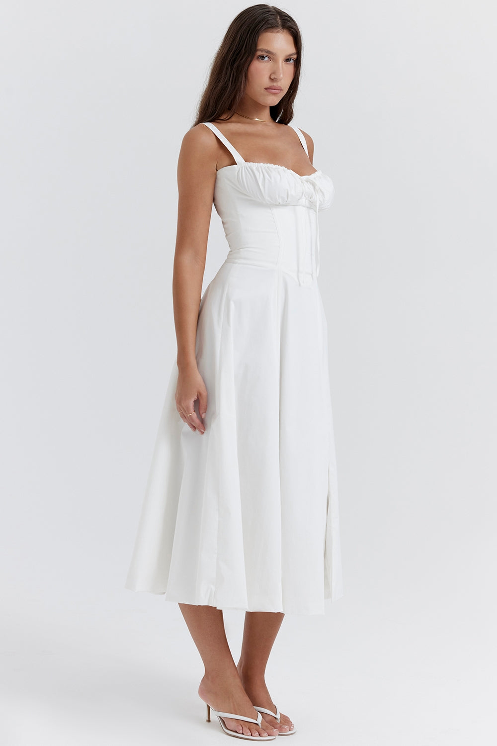 white bustier sundress