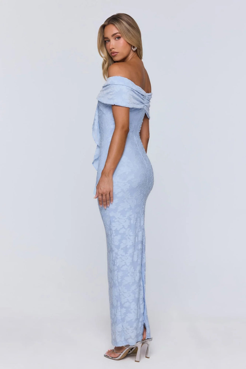 Sunshine Pop Off Shoulder Maxi Dress Blue