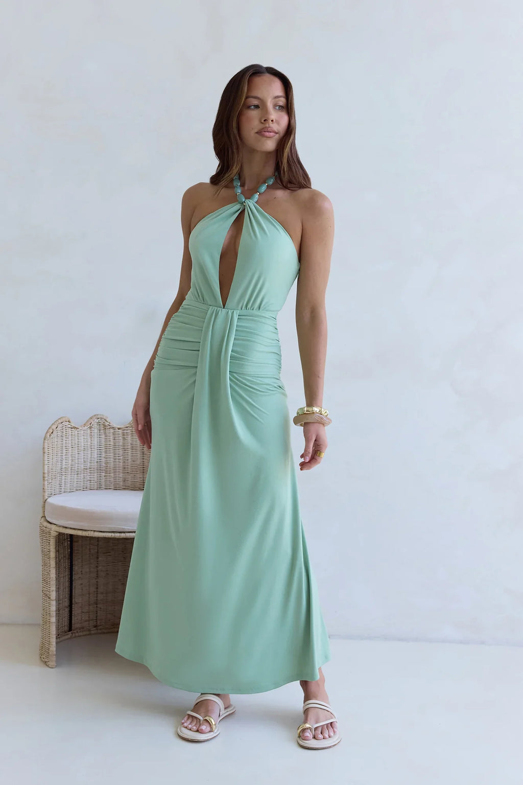 From The Heart Halter Maxi Dress Green