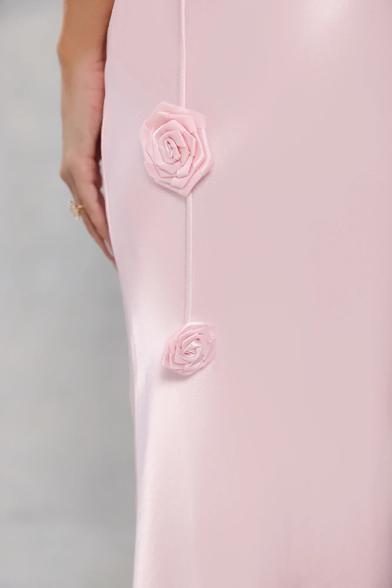 The Flora Satin Maxi Dress Light Pink