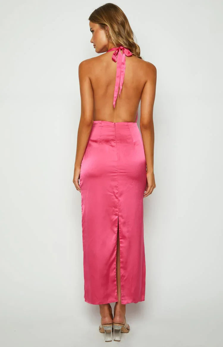 Seattle Pink Halter Formal Dress