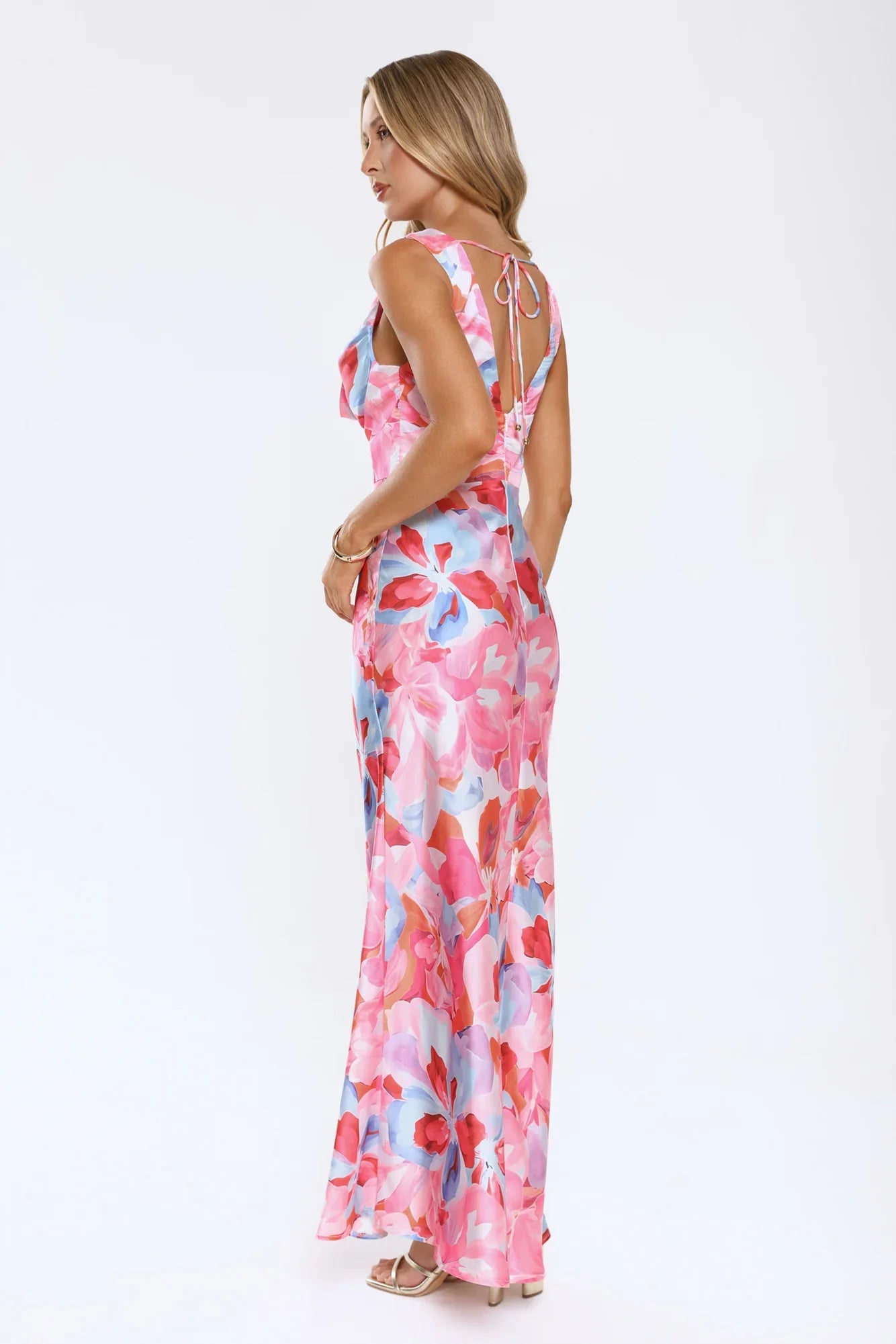 Hot Girl Hours Satin Maxi Dress Floral