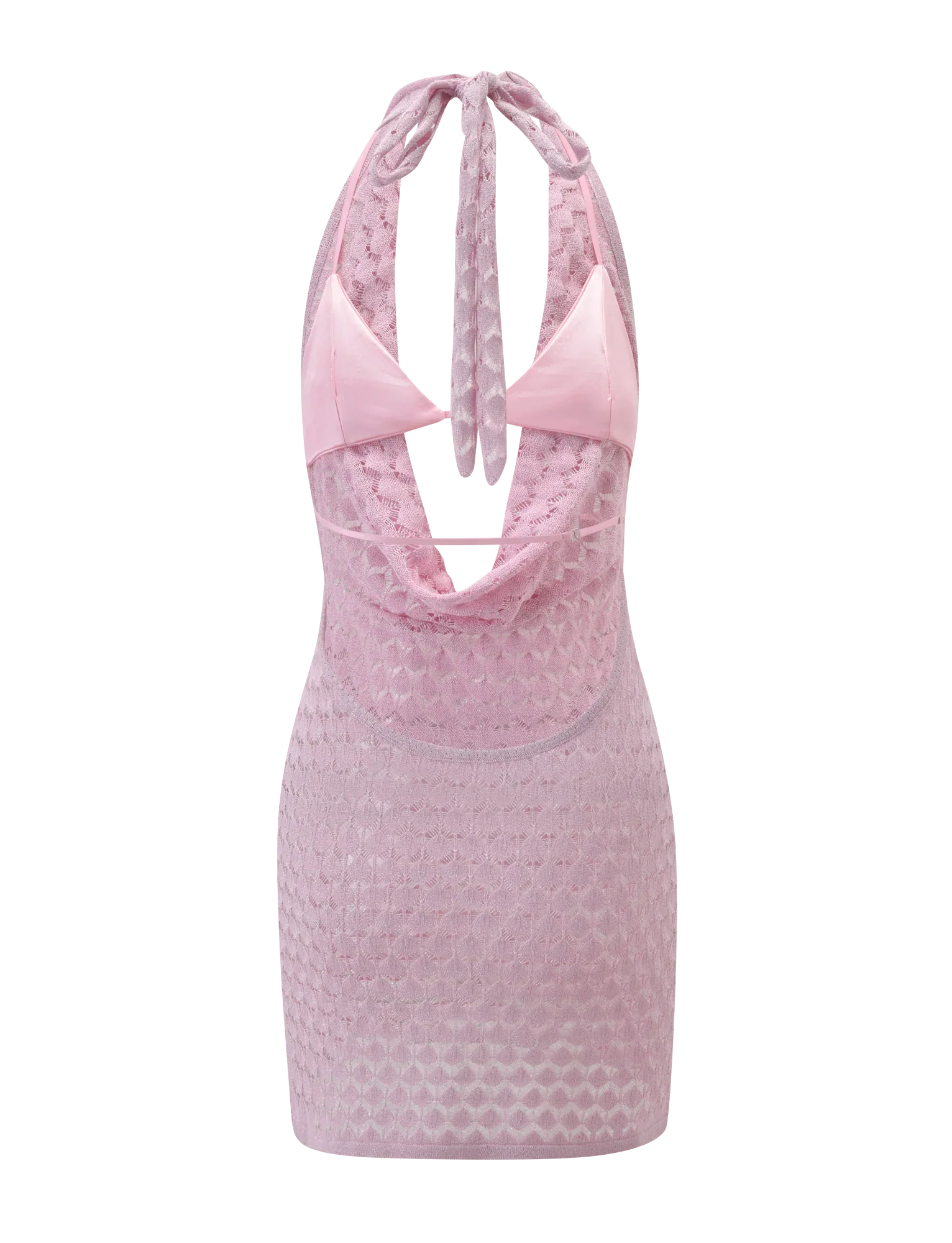 MAKENZIE CROCHET MINI DRESS - SHIMMER PINK