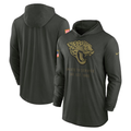 Men's Jacksonville Jaguars Nike Forest Green 2025 Salute to Service Sideline Dri-FIT Lightweight Hooded Pullover