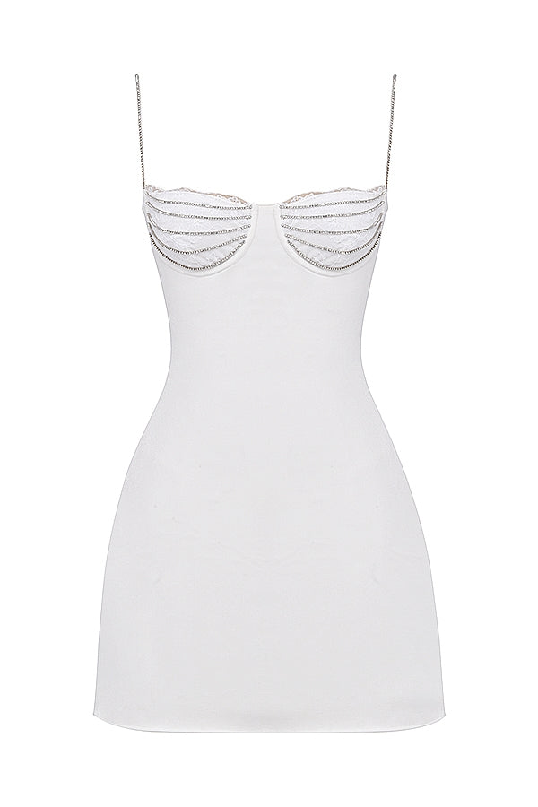 ivory crystallised mini dress