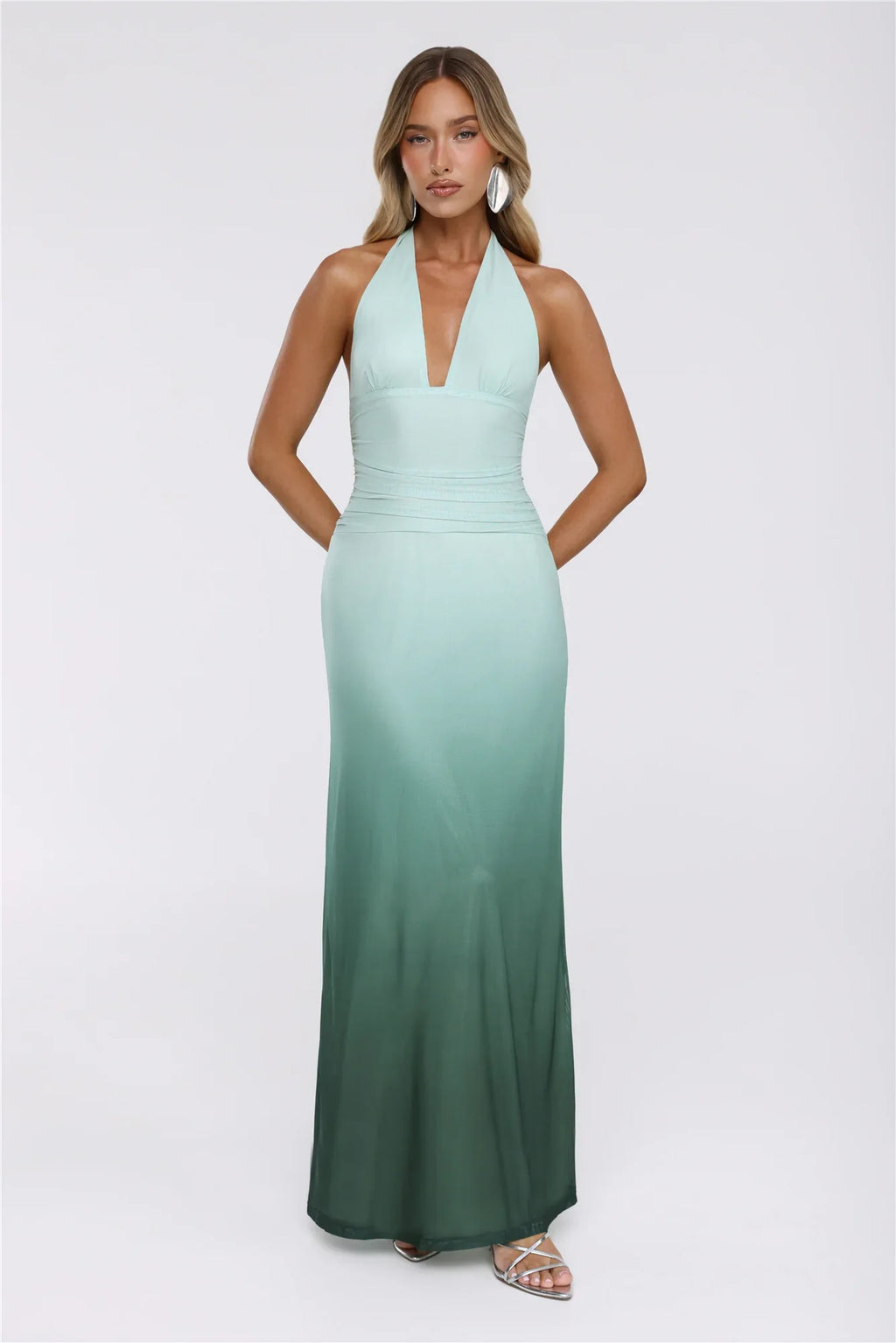 Pretty Feels Right Halter Mesh Maxi Dress Green