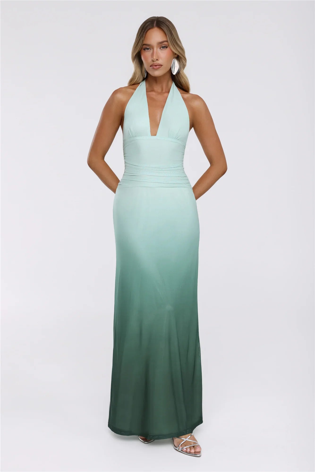 Pretty Feels Right Halter Mesh Maxi Dress Green