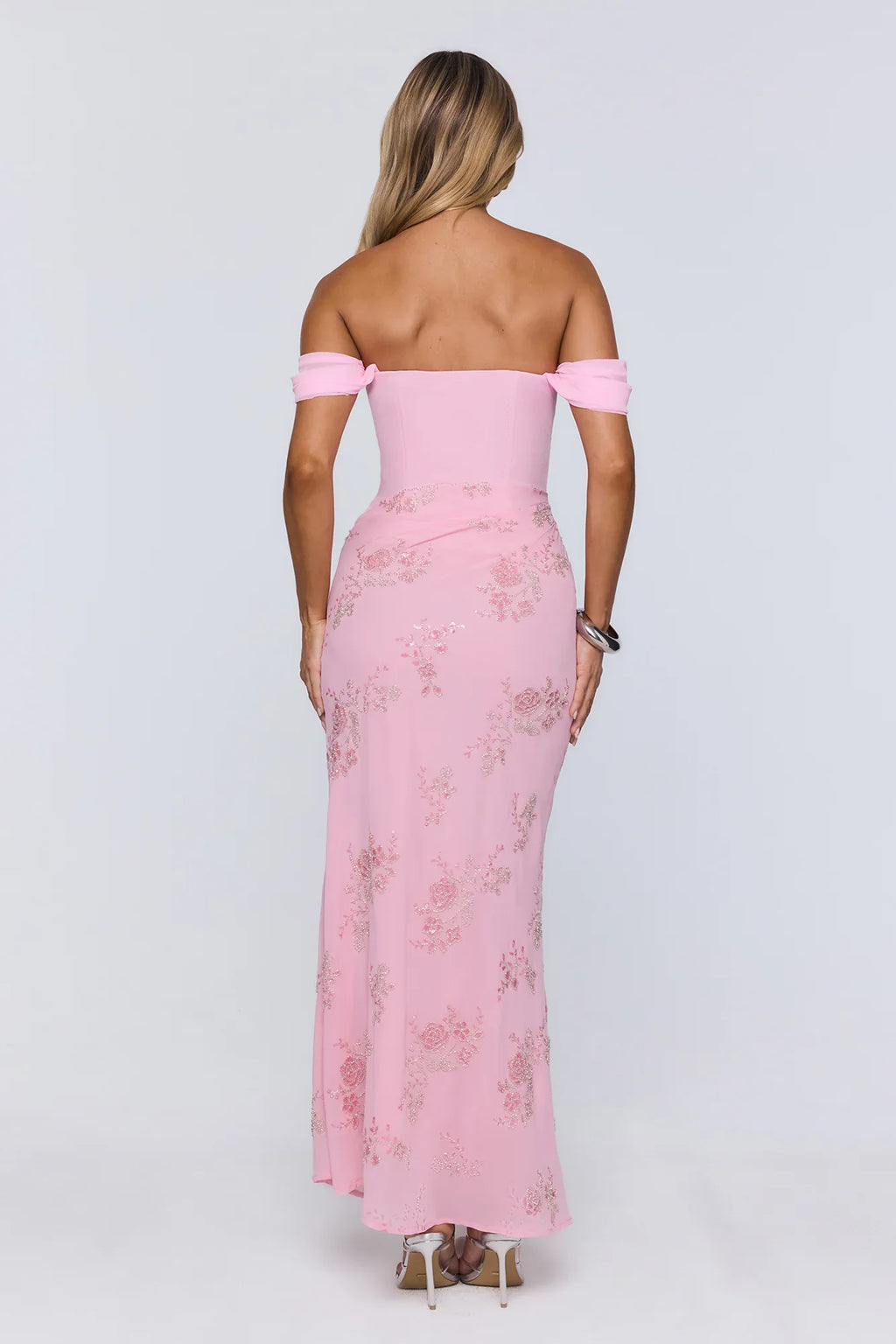 Pretty Glow Up Off Shoulder Maxi Dress Pink
