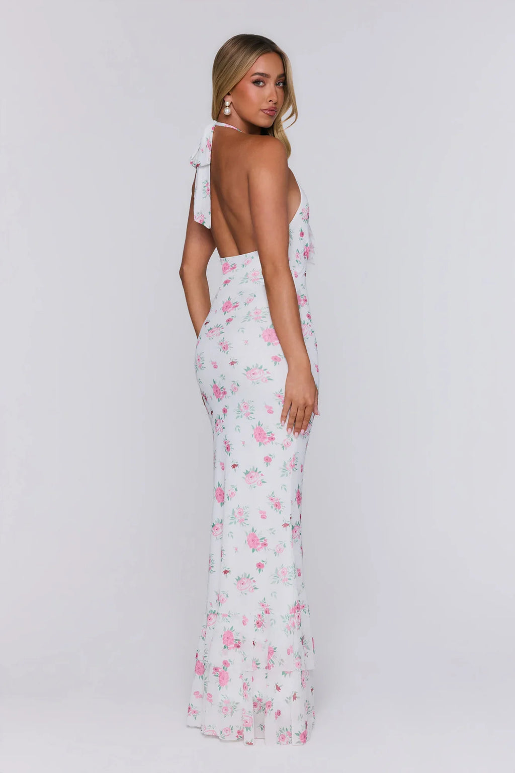 Little Luxe Halter Maxi Dress White