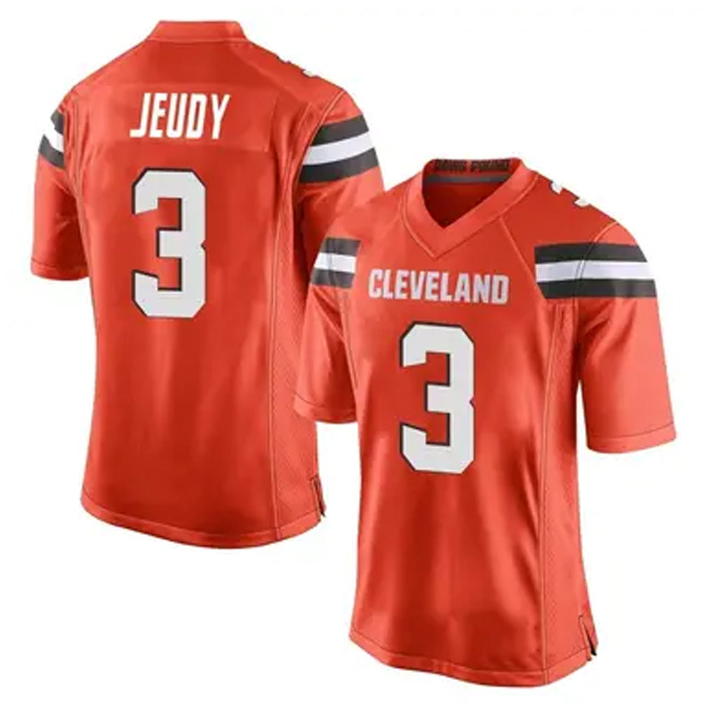C.Browns #3 Jerry Jeudy Player Orange Game Football Jerseys