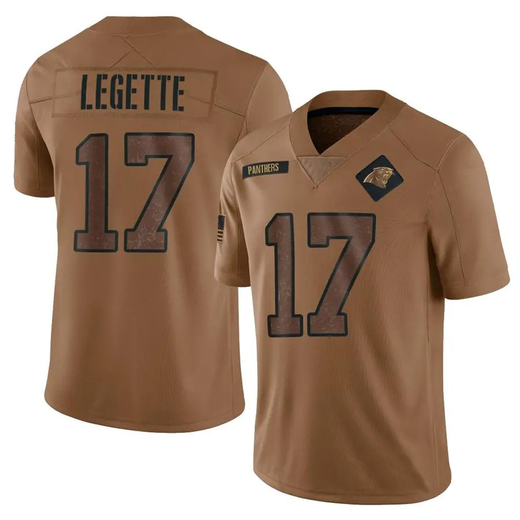 C.Panthers #17 Xavier Legette Player Brown Salute To Service Limited Football Jerseys