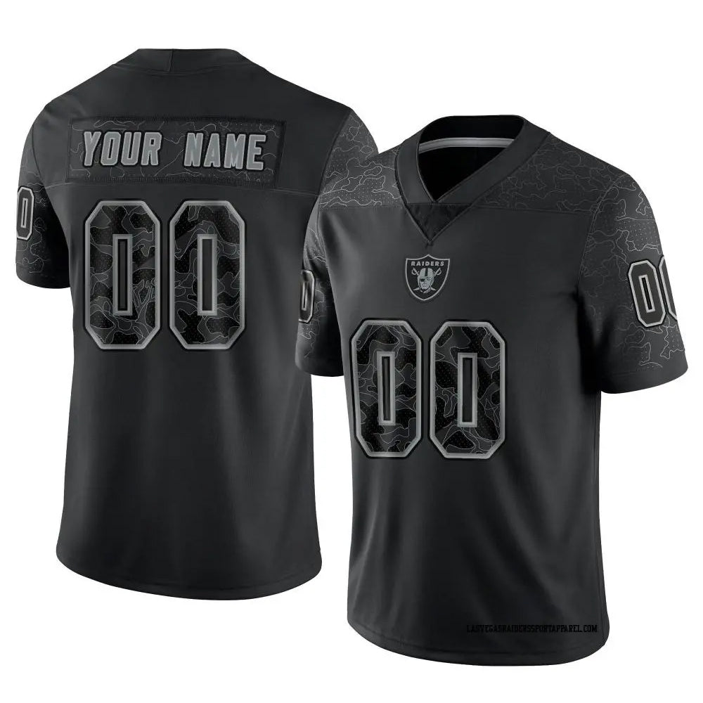 Custom LV.Raiders Black RFLCTV Limited Football Jerseys