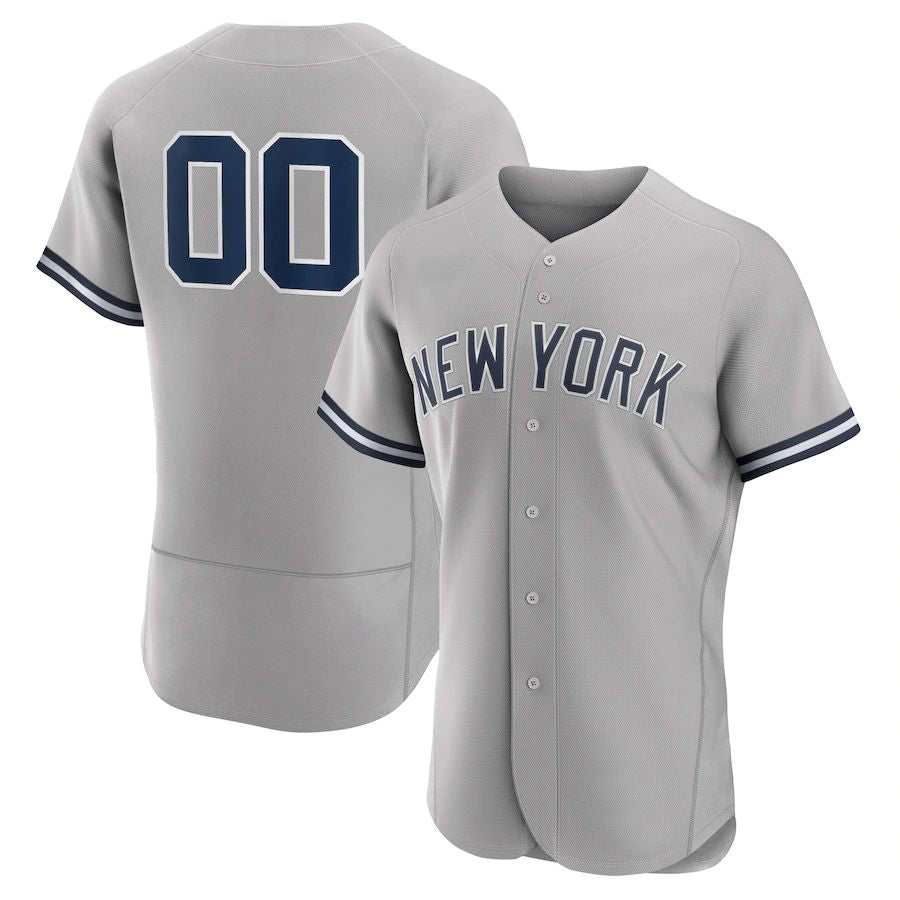 Custom NY.Yankees Gray Road Elite Baseball Jerseys