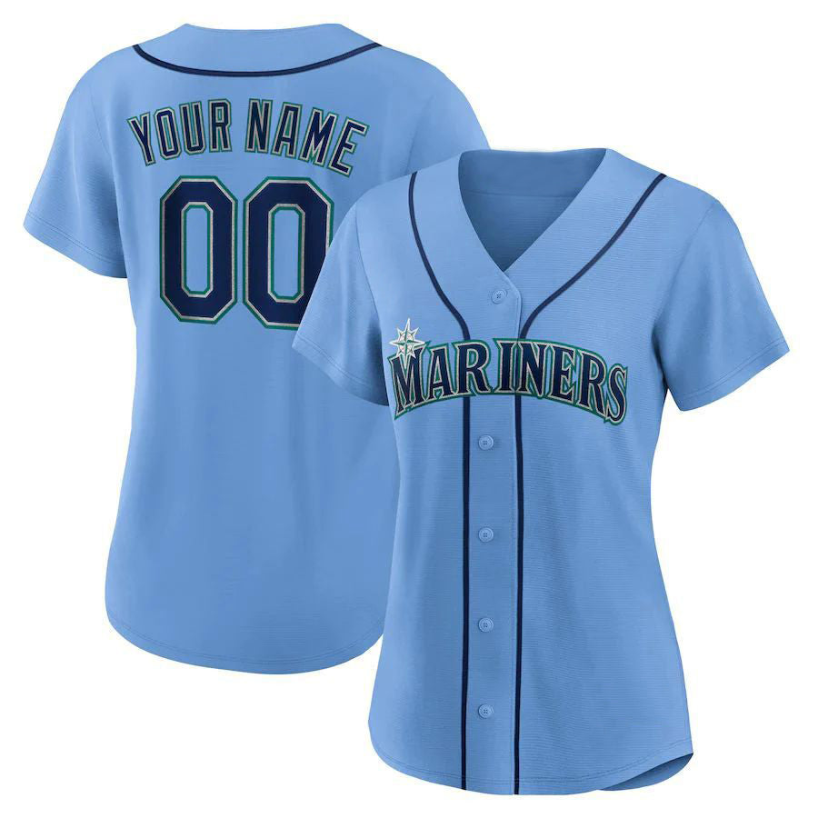 Custom S.Mariners Blue Replica Baseball Jerseys