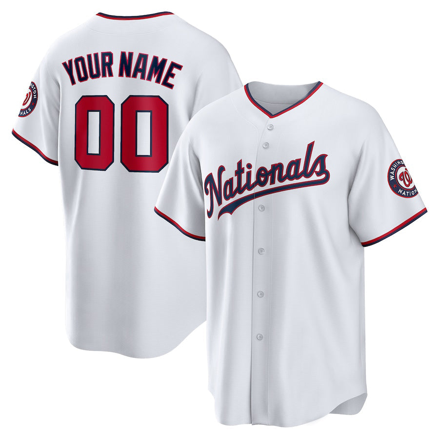 Custom W.Nationals White Replica Team Baseball Jerseys