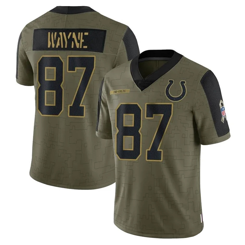 IN.Colts #87 Reggie Wayne Player Salute to Service Legend Olive Football Jerseys