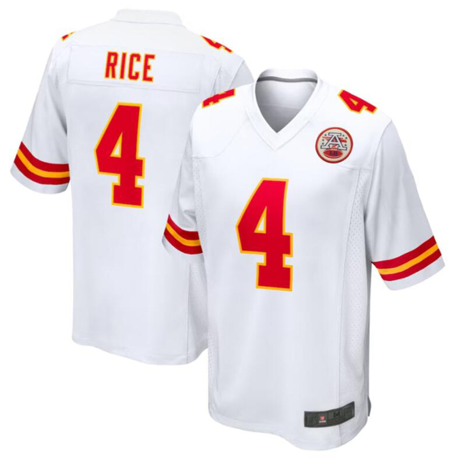 KC.Chiefs #4 Rashee Rice Player White Home Game Stitched Football Jerseys