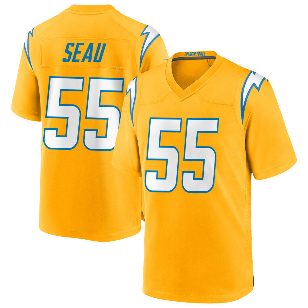LA.Chargers #55 Junior Seau Player Gold Home Game Football Jerseys