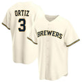 M.Brewers #3 Joey Ortiz Player Cream Home Replica Baseball Jerseys